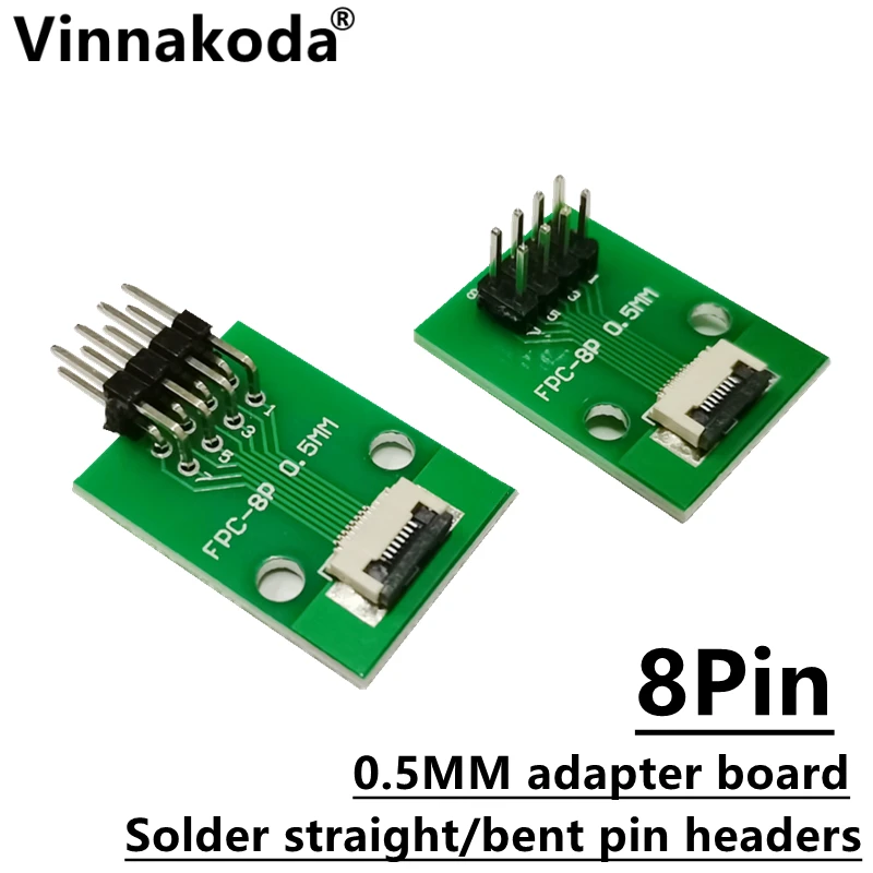 

2PCS FFC/FPC adapter board 0.5MM-8P to 2.54MM welded 0.5MM-8P flip-top connector Welded straight and bent pin headers