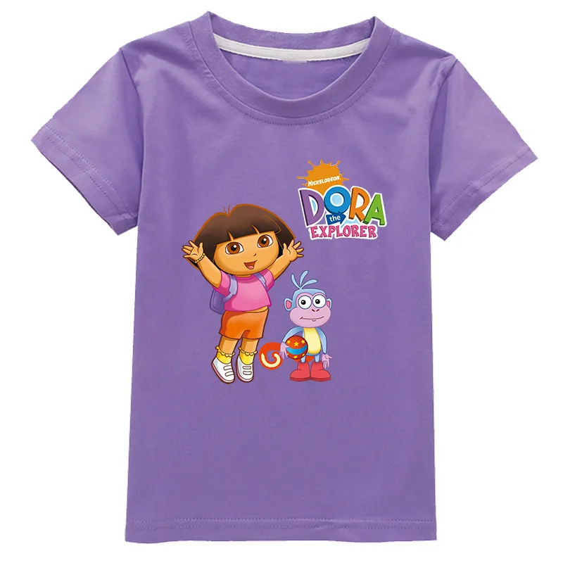 New 2021 Dora scout children\'s cartoon children\'s clothing 100% cotton boys and girls T-shirt fashion cute children\'s animation