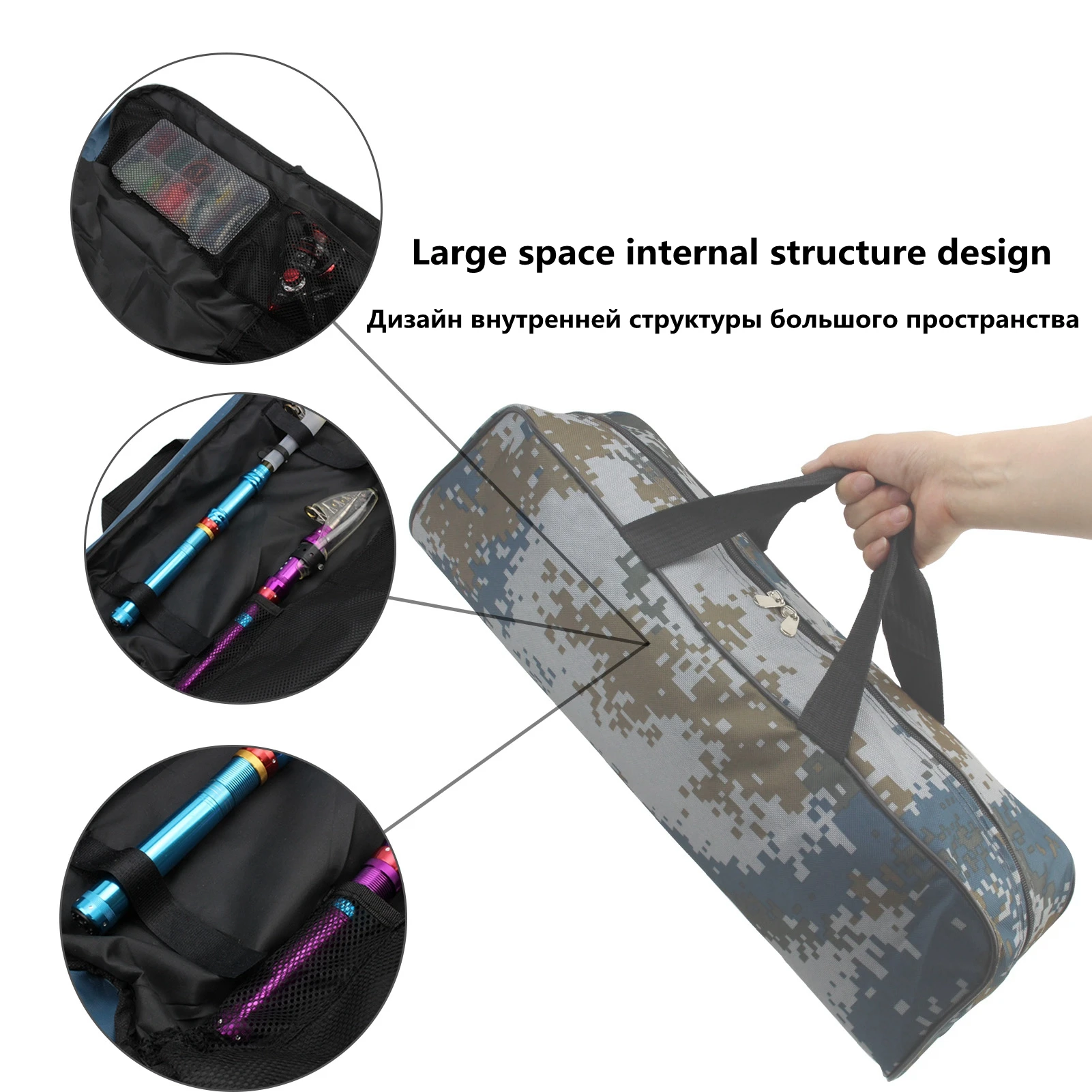 NEW 60cm length Collapsible Waterproof Fishing Bag Nylon Large Capacity Multi-Purpose Outdoor sports Portable Fishing rod bag