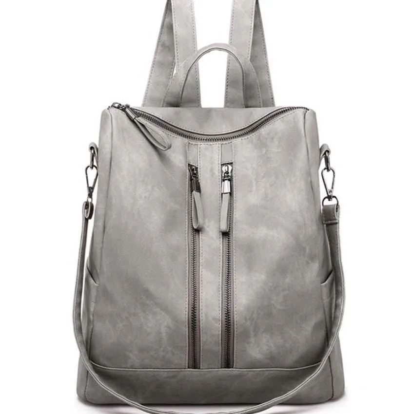 Wholesale New Hot Sale Fashion Style Soft Leather Solid Backpack Men Women's High Capacity Shoulder Bags Outdoor Travel Bag