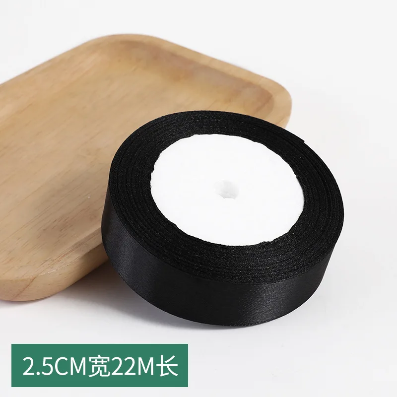 1 Stück 22 Meter/Rolle (6mm-50mm) Schwarzes Polyester-Satinband Schleifenband für Bastelarbeiten Hochzeit Weihnachten Party Handarbeit DIY Dekoration – Detail 7