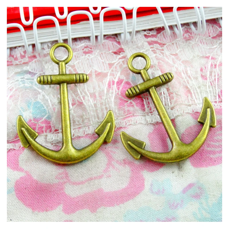 40 Pcs /Lot 31*24.7MM Antique Bronze Plated Anchor Charms Pendants Diy Jewelry Making