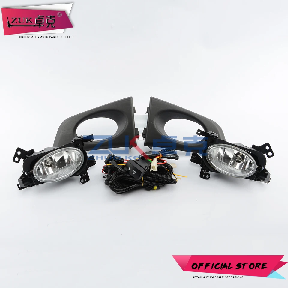 ZUK Front Fog Light Fog Lamp Upgrade Kit For HONDA JAZZ FIT 2009 2010 2011 GE6 GE8 Additonal Foglight Foglamp Set