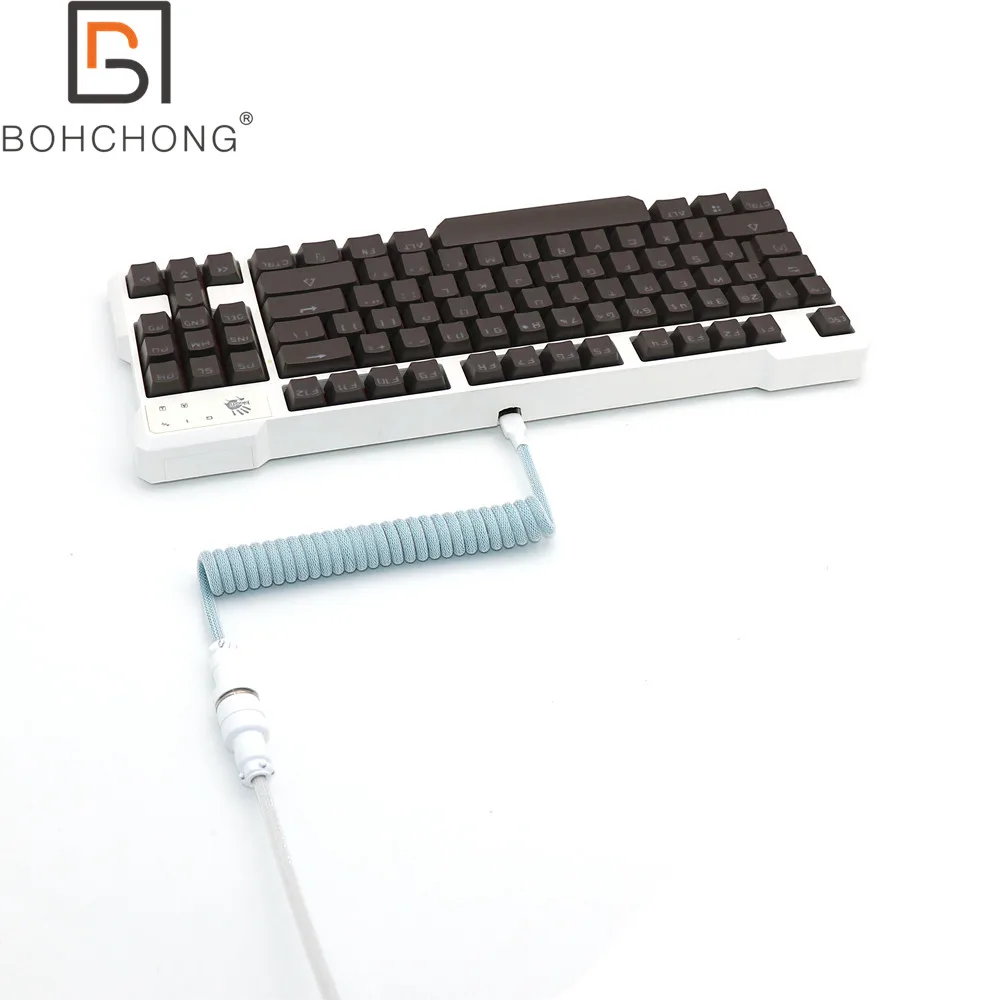 Imagem -01 - Dobro da Forma de z Sleeved Núcleos Paracord e Animal de Estimação Enrolou o tipo c Mini Micro Cabo para o Teclado Usb Cabo Espiral com Aviador Gx12 o