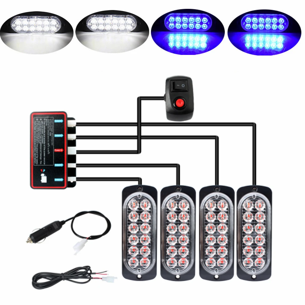 48LED Auto Strobe Knipperende Led Verlichting Lamp Emergency Oranje Strobe Lights 12V Knippert Auto Strobe Auto Waarschuwingslam