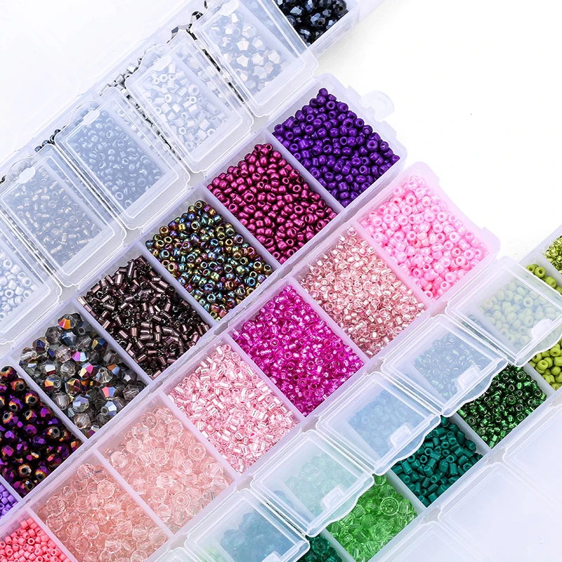 Fatti a mano di Perline di Vetro box set Cintura di fascino seedbeads Rondelle Branelli Del Distanziatore Per I Monili di DIY Che Fanno Ricamo spilla