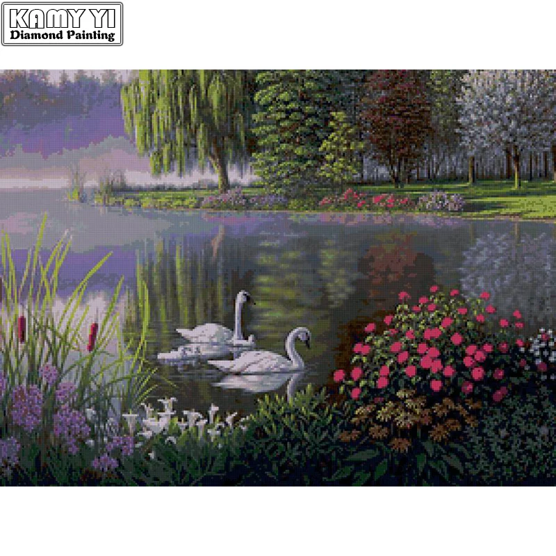 

Full Square Diamond 5D DIY Diamond Painting Photo Custom "spring Riverview" 3D Embroidery Cross Stitch Mosaic Decor Resin Scenic