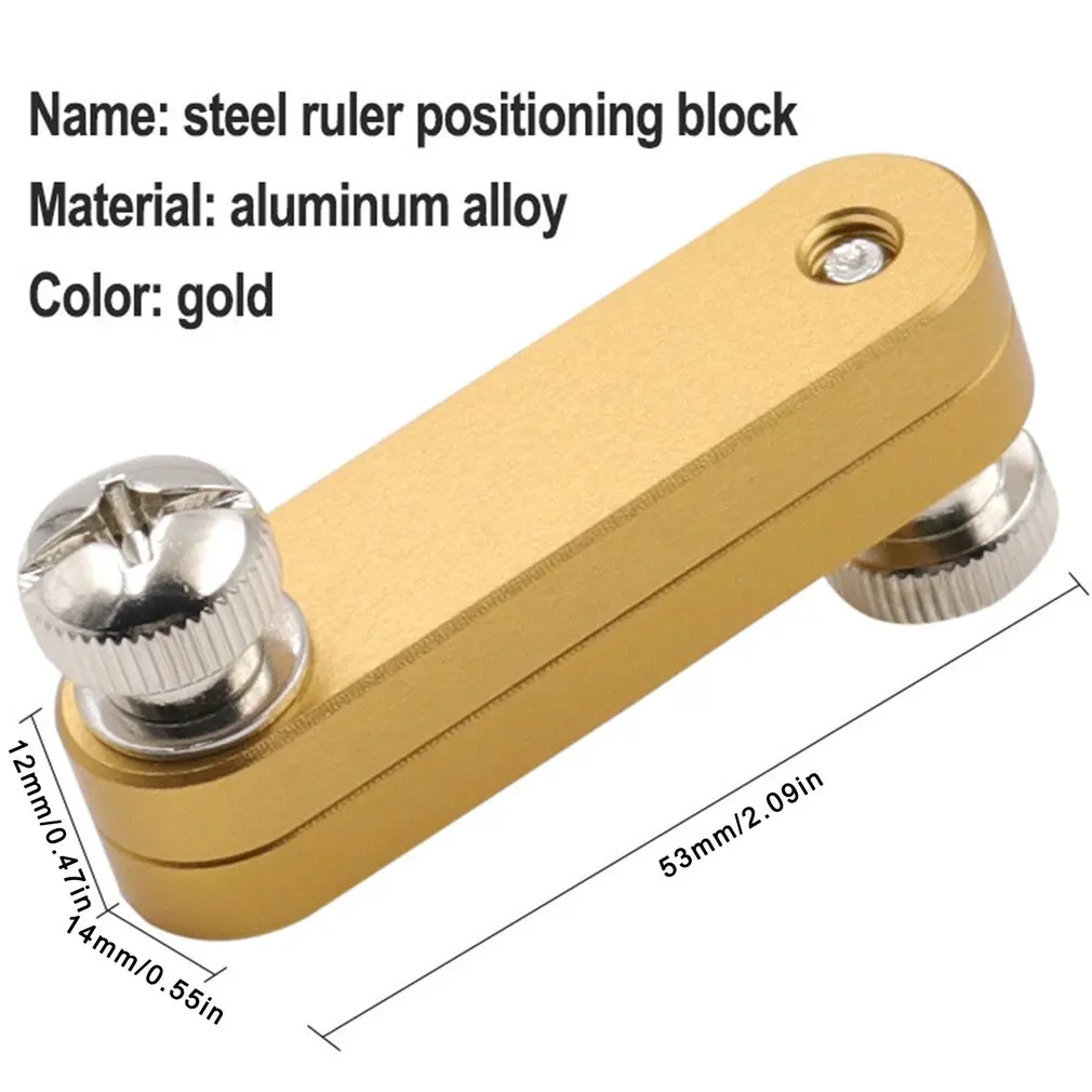 Regla de acero de moda, bloque de posicionamiento para carpintería, marcador de dibujo, calibre de línea, herramientas de carpintero de medición DIY