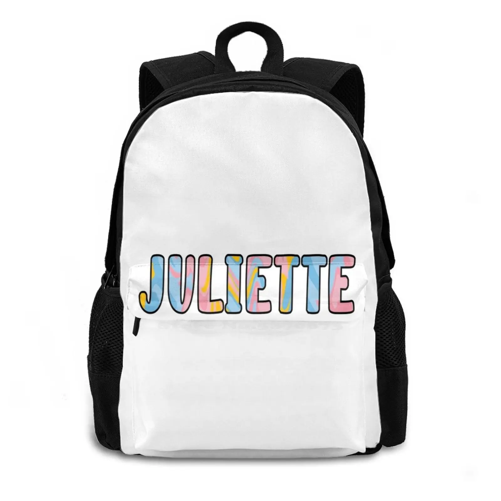 Juliette Custom Name Rucksack Knapsack Storage Bag Backpack Julia Juliette Julie Make Your Own Custom Girl Name Gold Pink Blue