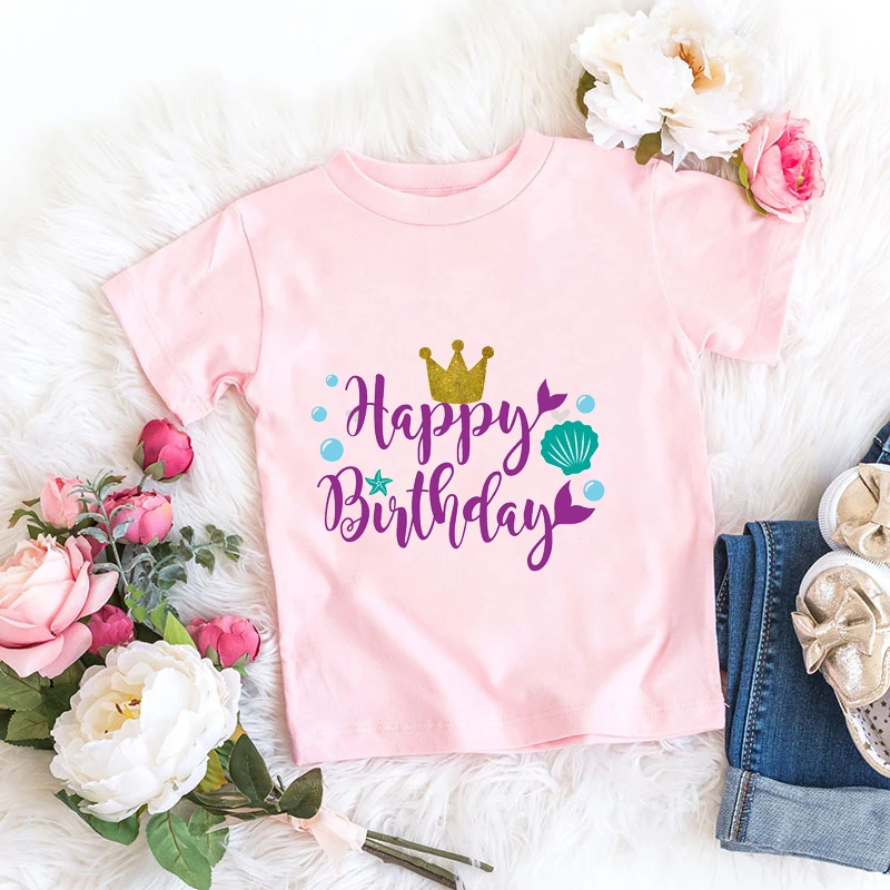 New Arrival Kids Tshirt 4.5.6.7.8 Birthday Gift Clothing Tshirt Summer Cute Girls T Shirt Birthday Gift Clothing For Kids Tees