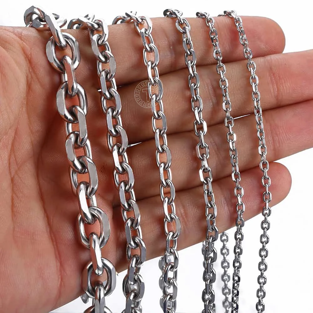 2.5/3/4/6/9mm Mens Stainless Steel Necklace Chain Silver Color Rolo Link Chains Necklaces for Men Jewelry Wholesale KNM31A