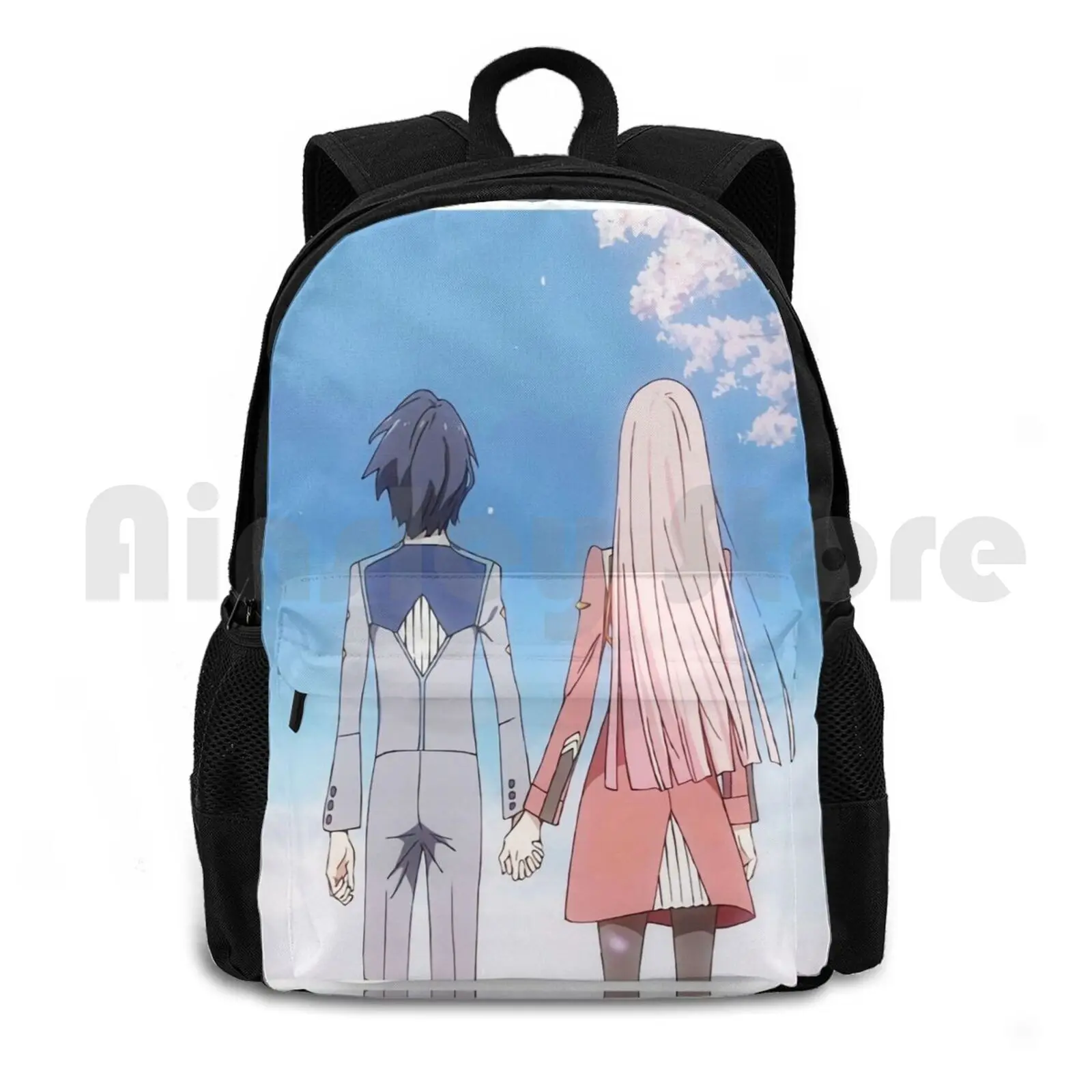 Hiro And Zero Two Outdoor Hiking Backpack Riding Climbing Sports Bag Hiro Zero Two Anime