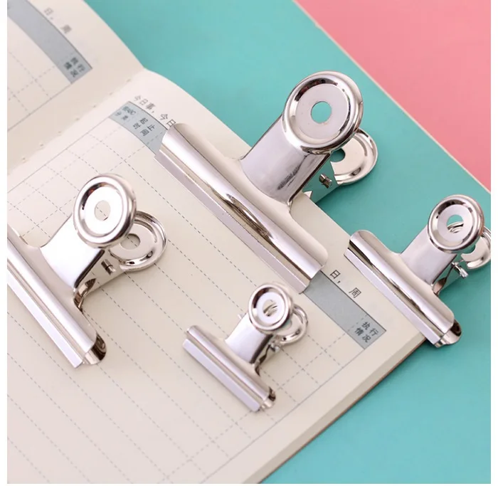 300pcs/lot Round Metal Grip Clips Silver Bulldog Clip Stainless Steel Ticket Clip Bills Clip Office Stationery