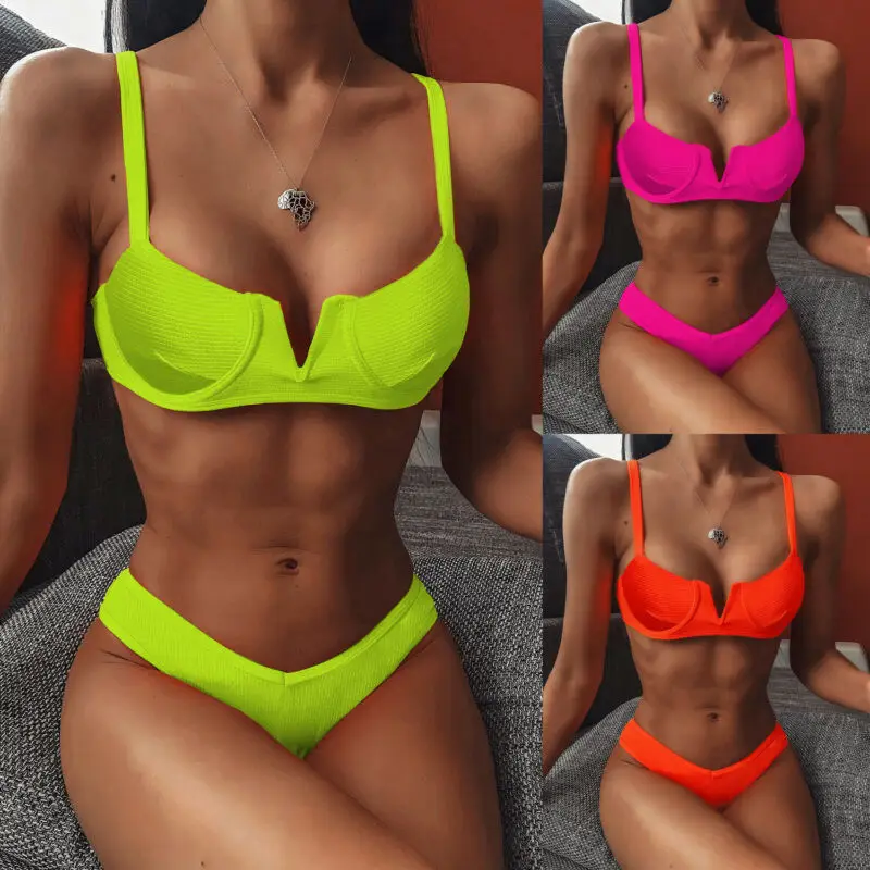 Women Push-up Padded Bra Bandage Bikini Set Swimsuit Triangle Swimwear Bathing