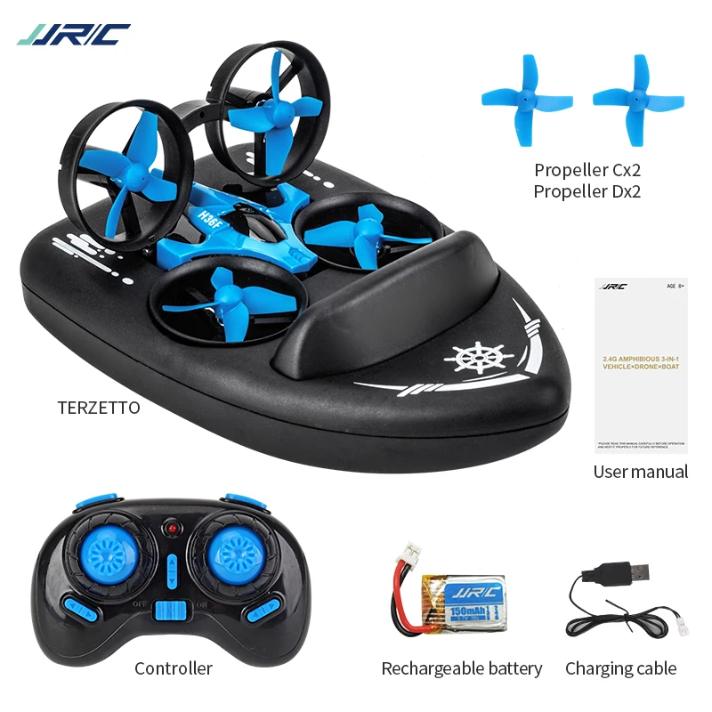 Upgraded H36 JJRC H36F Terzetto 1/20 2.4G 3 In 1 RC Vehicle Flying Drone Land Driving Boat Quadcopter Model Toy