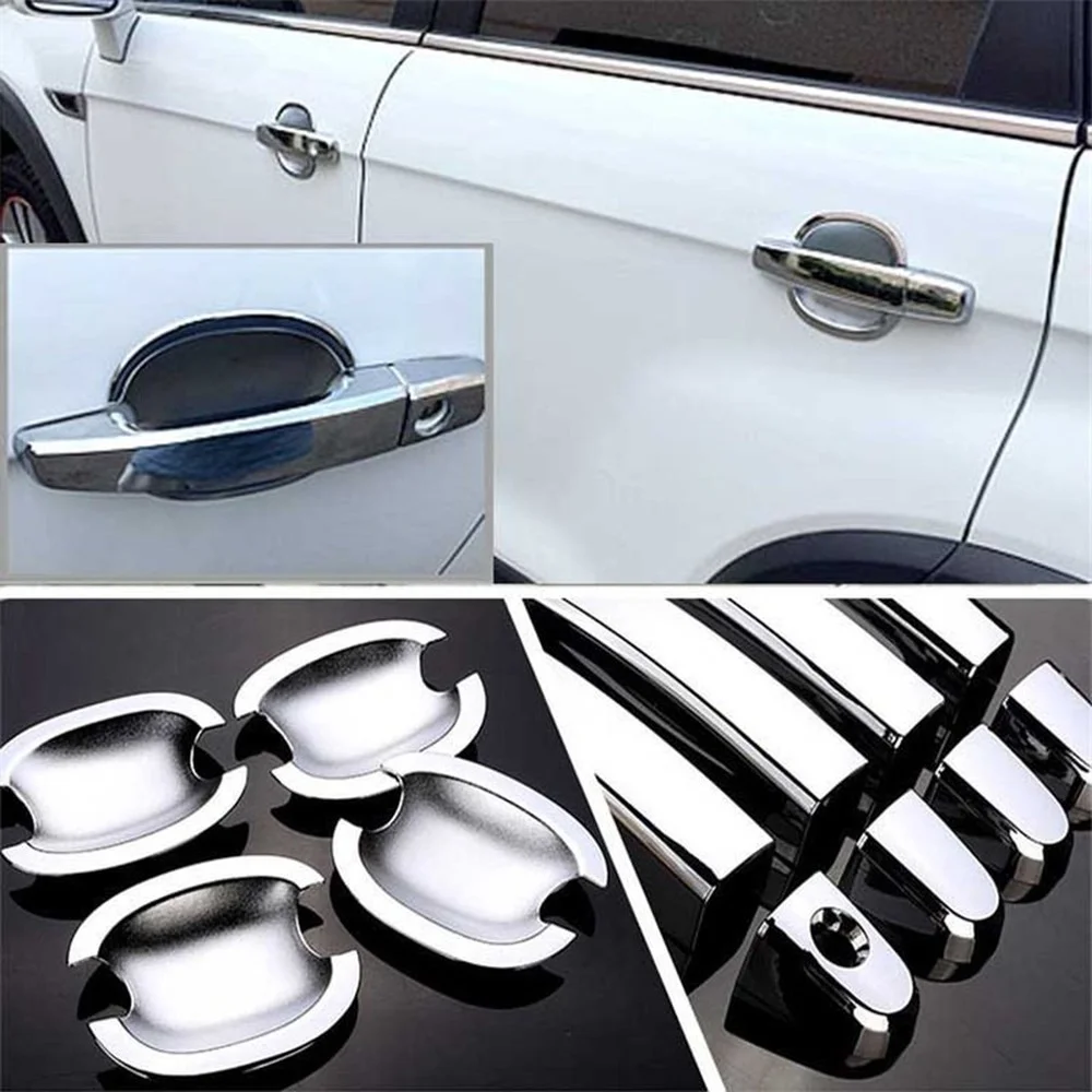 4/8/12x Chrome ABS Exterior Door Handle Cup Bowl Cover Trim Protector for Chevrolet Chevy Captiva 2008-2018 Vauxhall Opel Antara