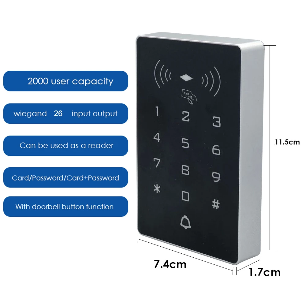 

125khz RFID Card Door Lock Controller 2000 User Proximity Card Reader Wiegand 26 input output Digital Keypad Access Controler