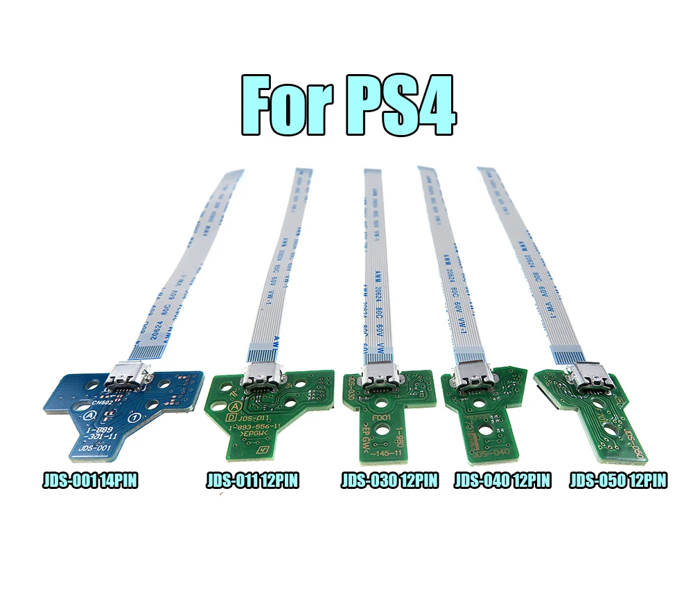 Juego de placa de carga para controlador PS4, JDS-050, 011, 001, 030, 040, 12, 14 pines, Cable, puerto de carga USB