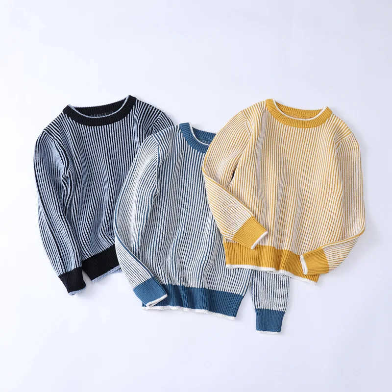 Kids Boys Striped Sweater Boys Autumn Winter Casual Sweaters Children Knitted Pullover Kids Cotton Outerwear