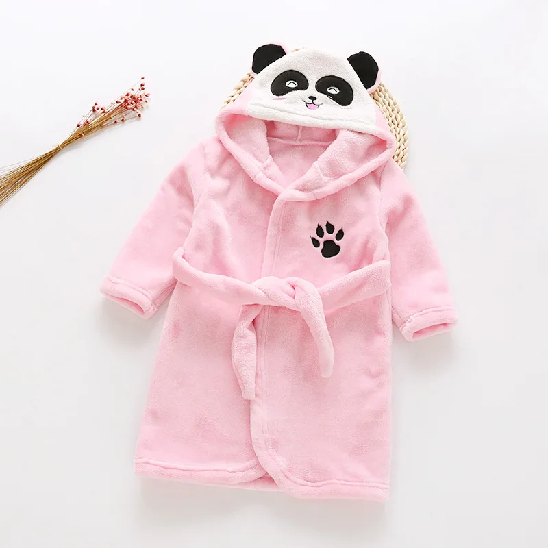 2023 Children\'s Pajamas Winter Toddler Flannel Pajamas Robes Boy Girl Hooded Bathrobe Baby Homewear Clothing Kids Jacket Coat