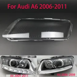 For Audi A6 C6 2006-2011 Headlight Lampshade  Transparent Headlight Lens Left and Right Lampshade Cover Lens Light Protection