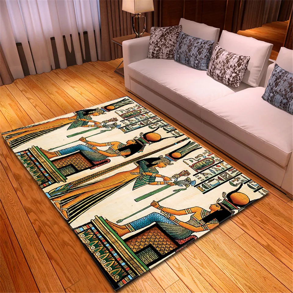 Ancient Egypt Element  3D Printing Carpet Living Room Home Egyptian Decor Water Absorption Bathroom Mat Large  Bedside Rugs