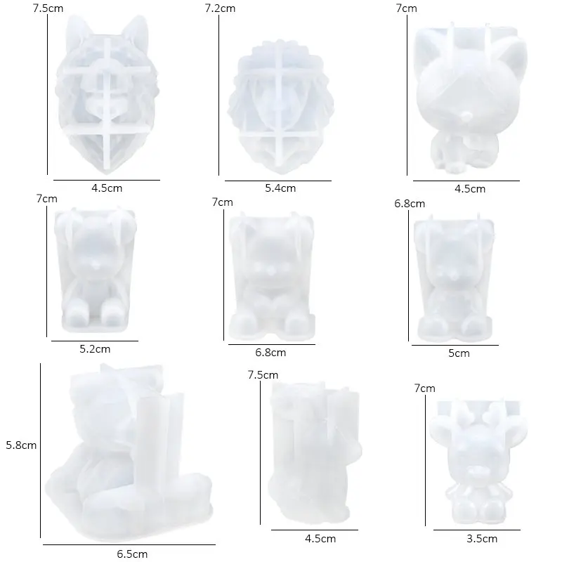 Stereoscopische dierenhars mallen siliconen beer gietvormen epoxyhars mal voor sleutelhangers DIY handgemaakte hars sieraden benodigdheden