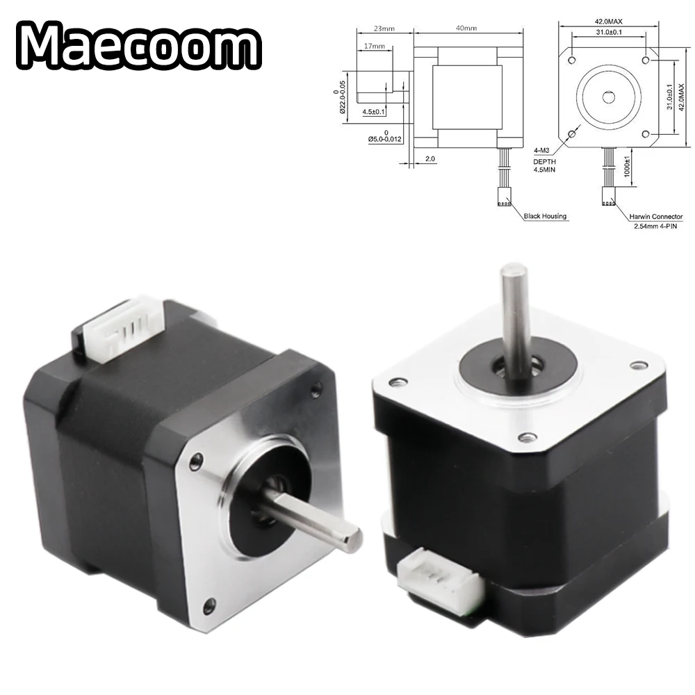 Maecoom Nema 17 Stepper Motor 40mm 42motor Nema17 42BYGH 42N.cm (59.5oz.in) 4 lead stepper motor for 3D Printer Printing XYZ