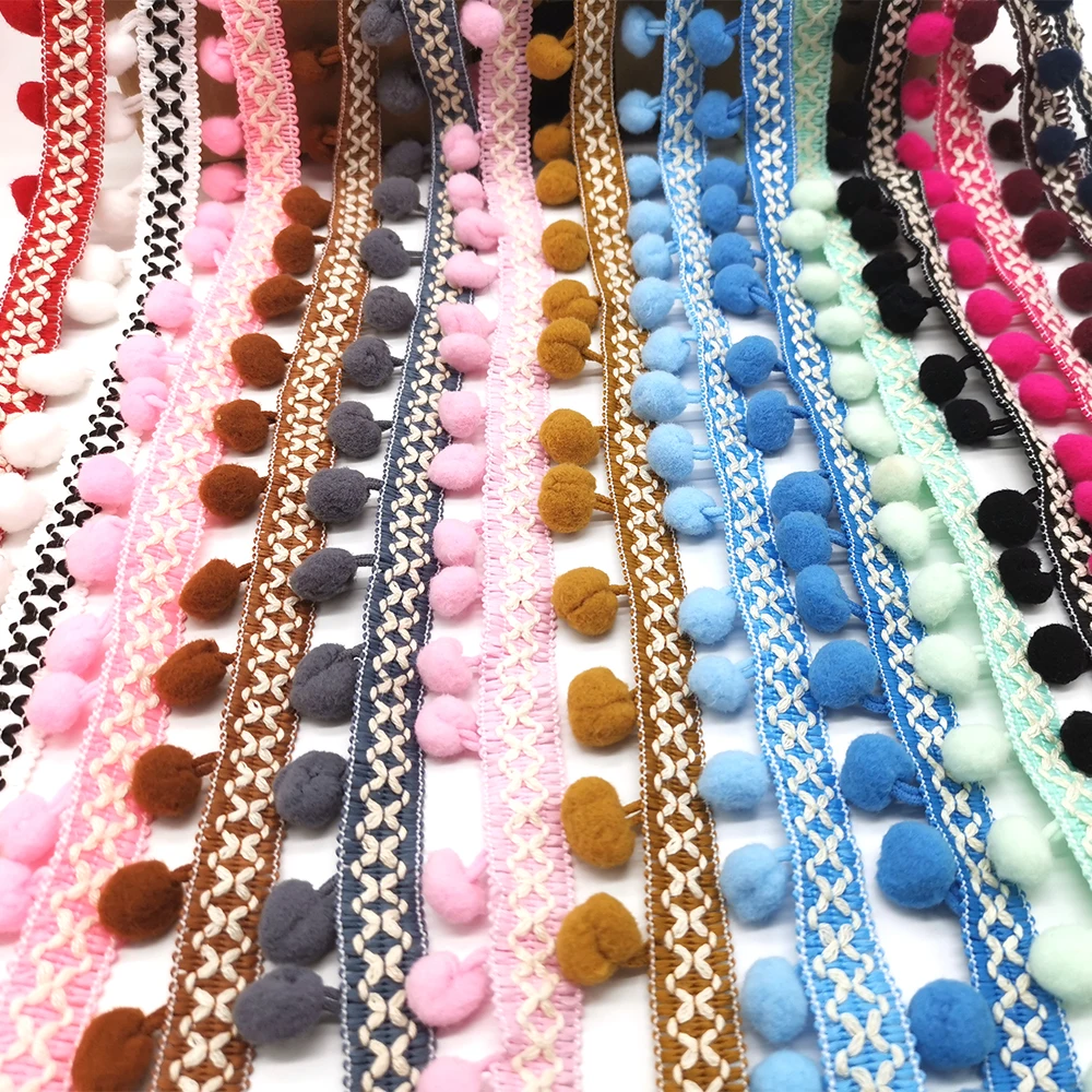 5Yards Pom Pom Trim Lace Fabric Sewing Accessories Pompon Trim tassel Ball Fringes Ribbon Sewing Lace For DIY Material Apparel