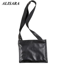 Alisara Men's Messenger Bag First Layer Cow Leather Top End Slim Business Crossbody Shoulder Handbag Male Casual Satchel