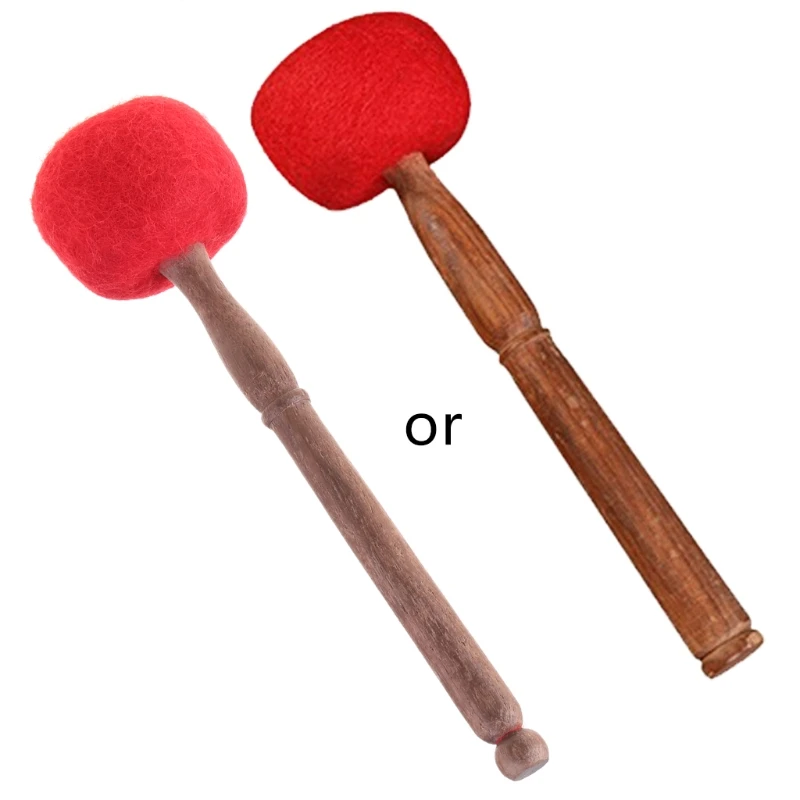 ทนทานร้องเพลงชาม Mallet ทำสมาธิทำด้วยมือขนสัตว์ Felt Hammer จับไม้สีแดง23ซม./9.05 ''28ซม./11.02''