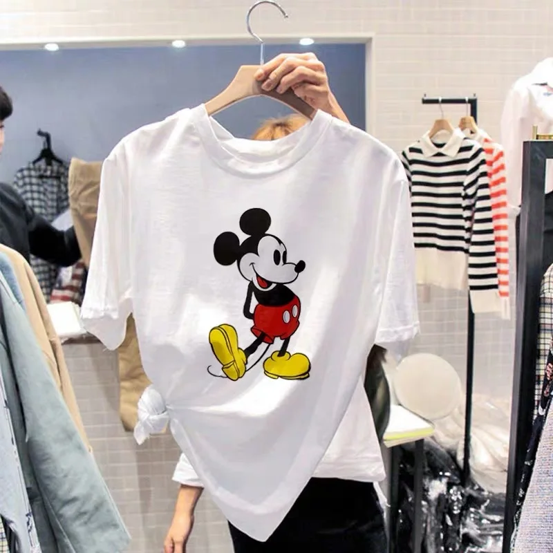 Mickey And His Friends Women Short-Sleeved T-shirt Cartoon Summer Wear For Women Korean Version Of The Loose Half Sleeve Kawaii