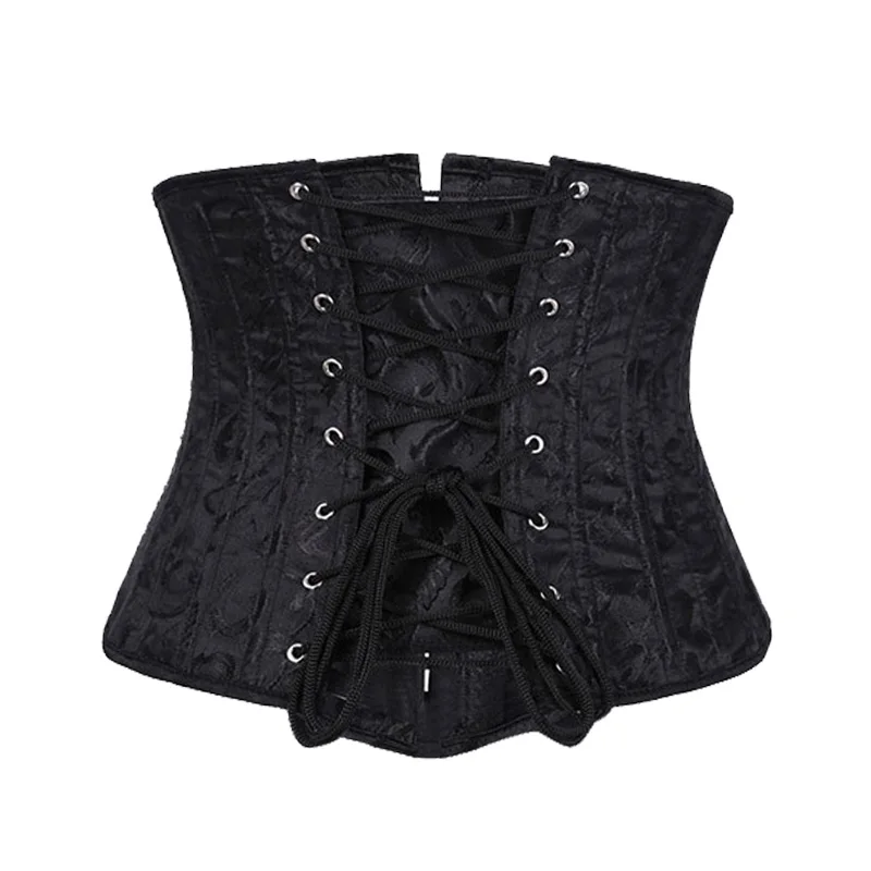 23cm Short Torso 24 Spiral Steel Boned Corset Floral Slimming Waist Shapewear Jacquard Underbust Corset Gothic Busiter 8130