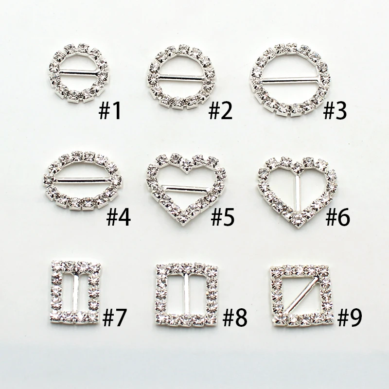 Hot sale 10pcs/Set variety of rhinestone buckle gift box invitation card decoration accessories ribbon bow ribbon slider buckle