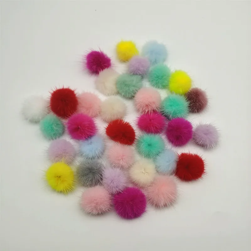 5/10 Pieces 2.5 Cm 3 Cm 4 Cm DIY Mink Fur Ball Pom Pom Ring Key Chain Shoes and Hats DIY Handmade Products Material Accessories