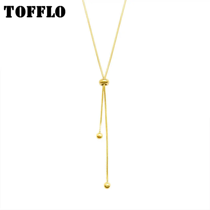 

TOFFLO Stainless Steel Jewelry Three Dimensional Round Snake Necklace With Lala Buckle Female Fashion Fhain BSP554