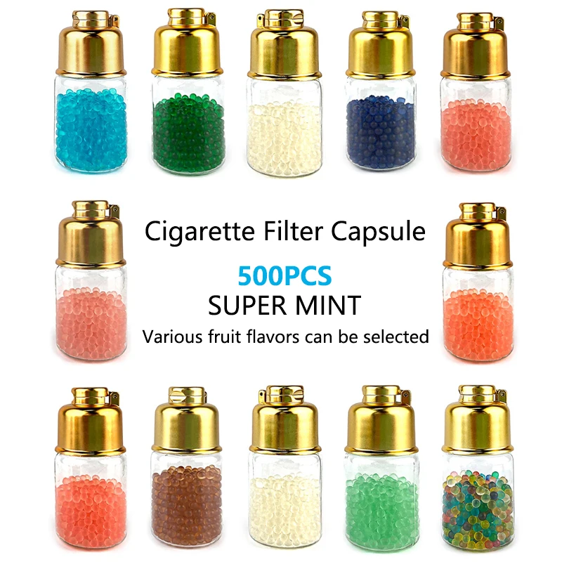 500Pcs Fruit Flavor DIY Cigarette Pops Bursting Beads Capsules Tobacco Filter Tips Partner Menthol Smoke Accessories SUPER MINT