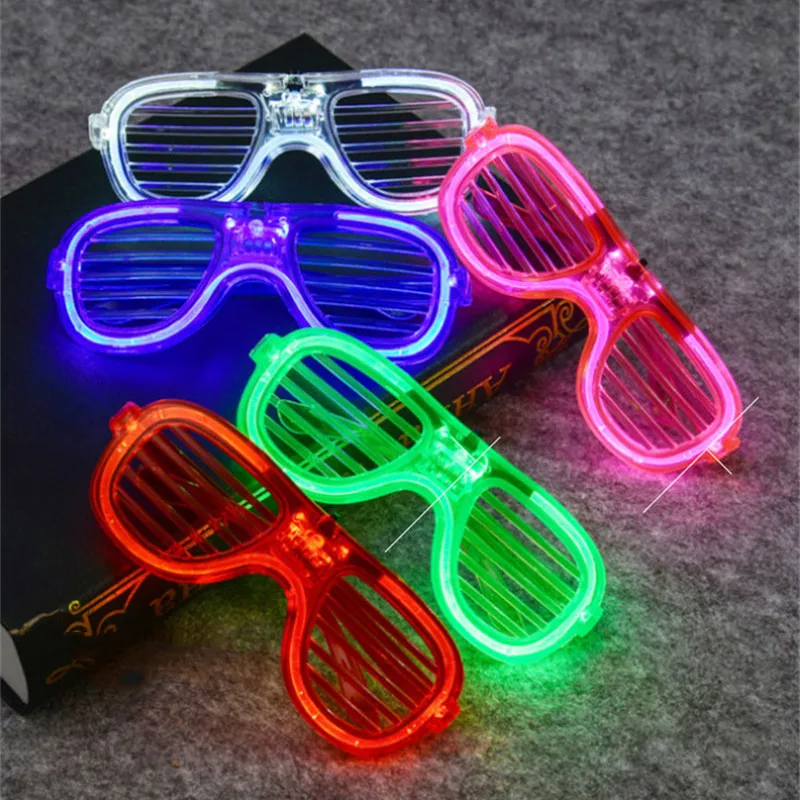 แฟลชแว่นตา Carnival แว่นตาพรรค Mardi Gras Glow In The Dark Shutter Shades นีออนกระพริบวันเกิด Carnival