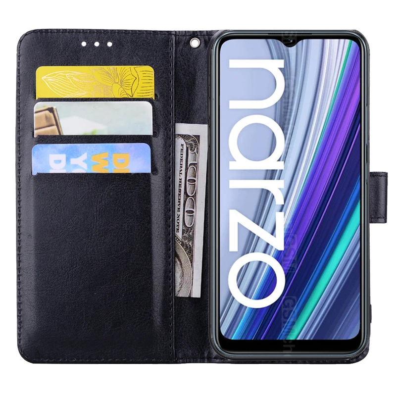 Narzo50A Leather Hoesje Cover For Realme Narzo 50A Case Phone Protective Shell Book Etui For Realme RMX3430 Flip Wallet Case