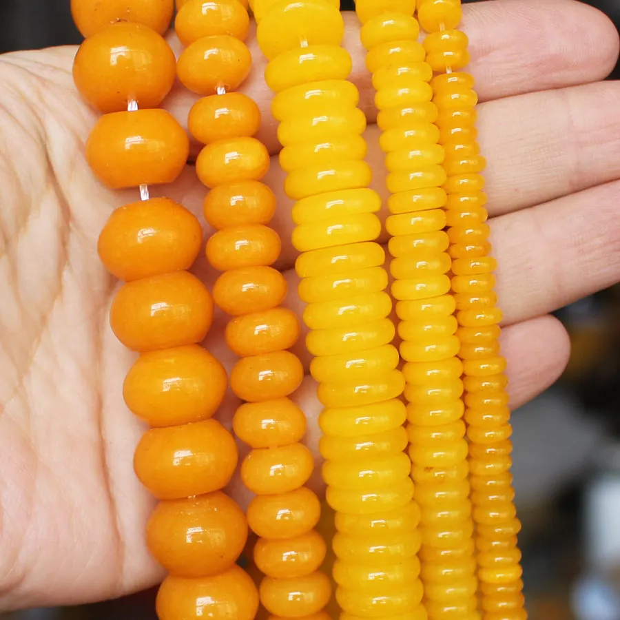 Yellow Jades 5X8-10x14mm Rondelle Beads 15inch,For DIY Jewelry Making ! We provide mixed wholesale for all items !