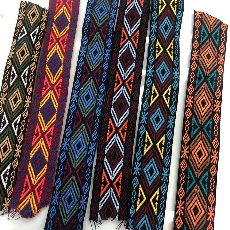 6 yards/lot wide 5CM Woven Jacquard Ribbon geometric totem  for straps clothing accessory ZH-4905