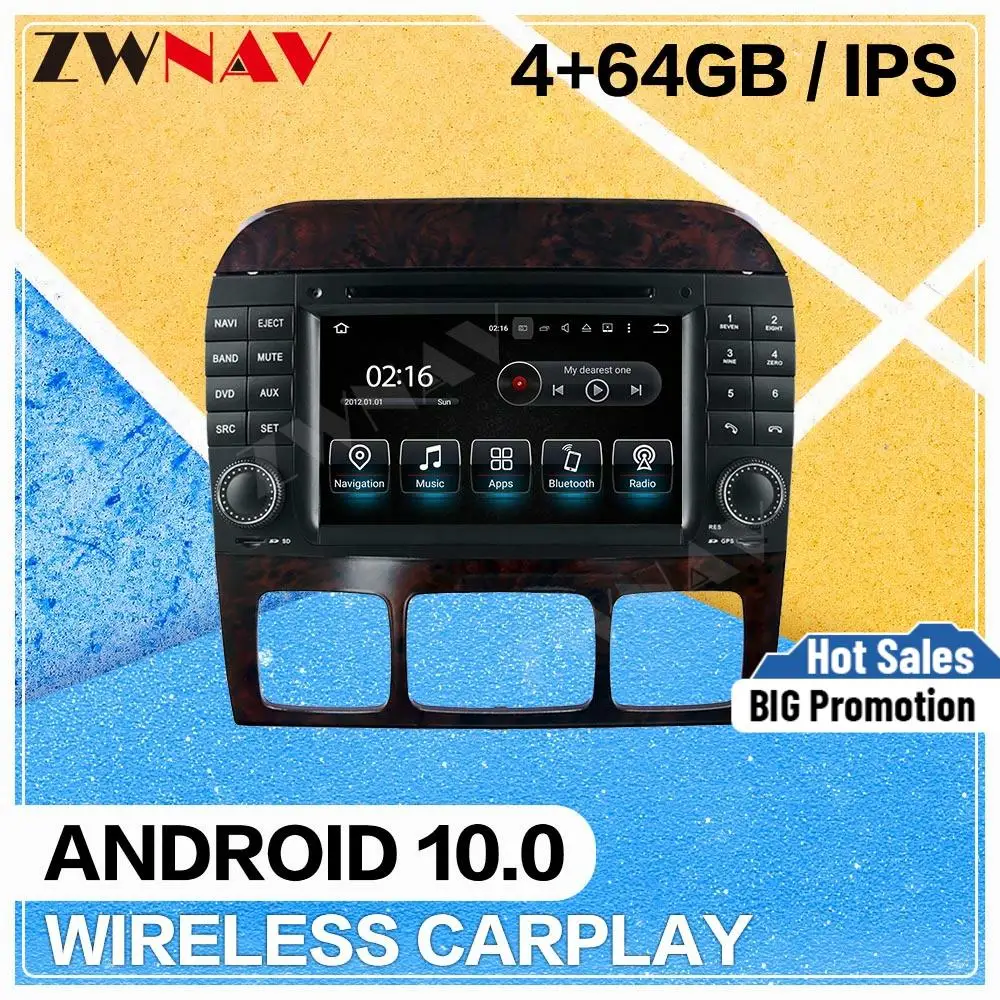 64G Android 10 Car Player for Mecerdes Benz S W220 1998 1999 2000 2001 2002 2003 2004 2005 Audio Radio Auto Stereo IPS Head Unit