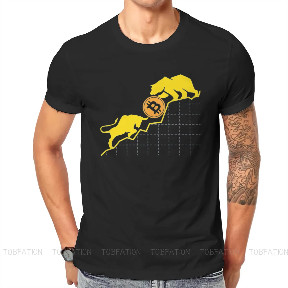 Bitcoin Cryptocurrency Meme Vs  Art Tshirt Vintage Gothic Men's Streetwear Tops Large Cotton O-Neck T Shirt