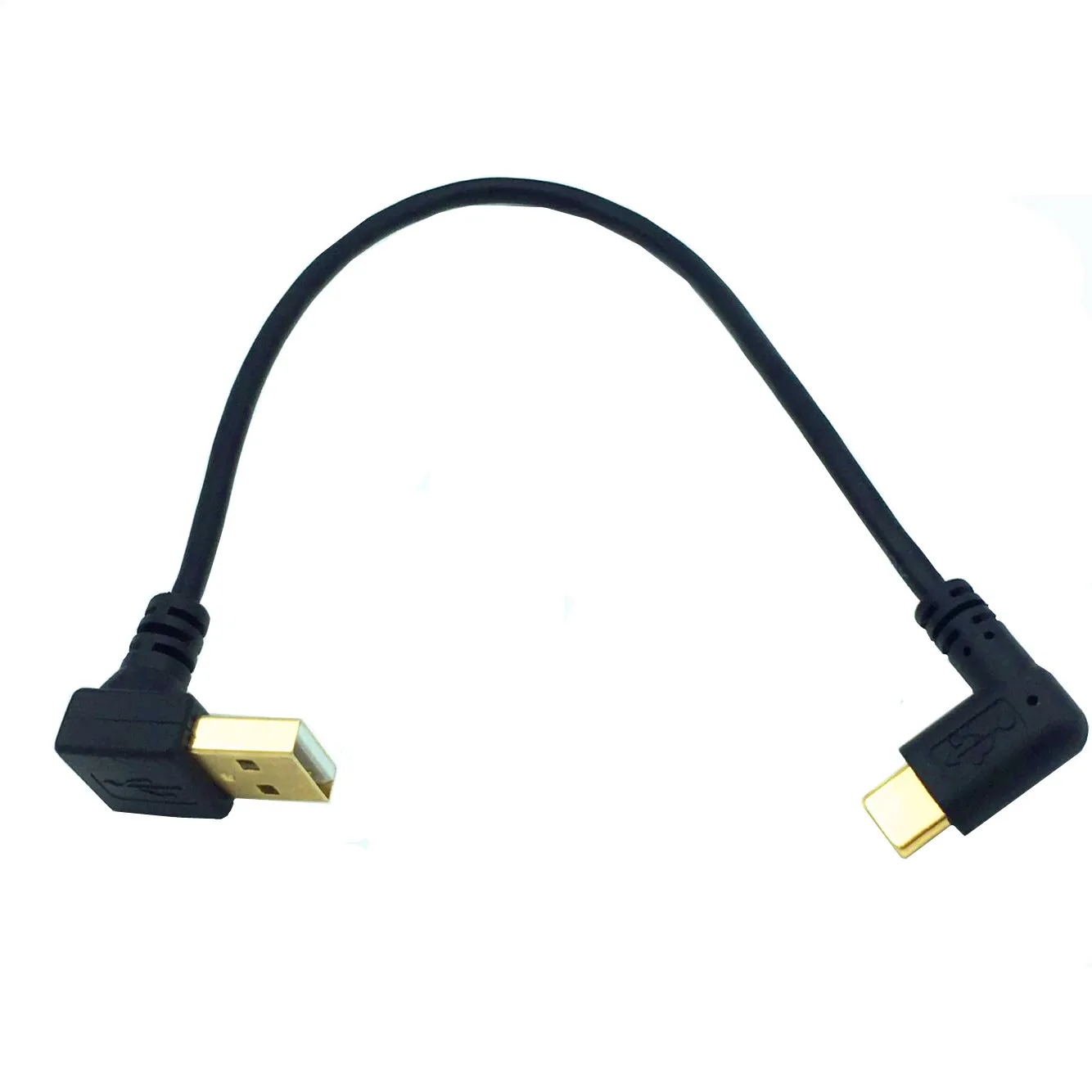 25CM USB 2.0 A Male 90 Degrees Right Left Up Down angled Elbow to USB 3.1 Type C Elbow male Converter Data Sync Charging Cable