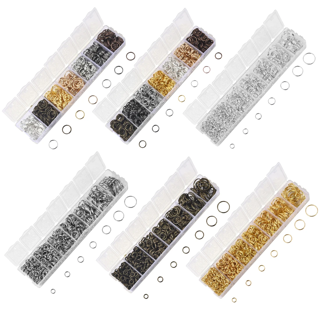 1Box 7 Colors Double Jump Rings 5/6/7/8/10/12/14mm Metal Jewelry Findings Kit for Jewelry DIY Making Handmade Accessories