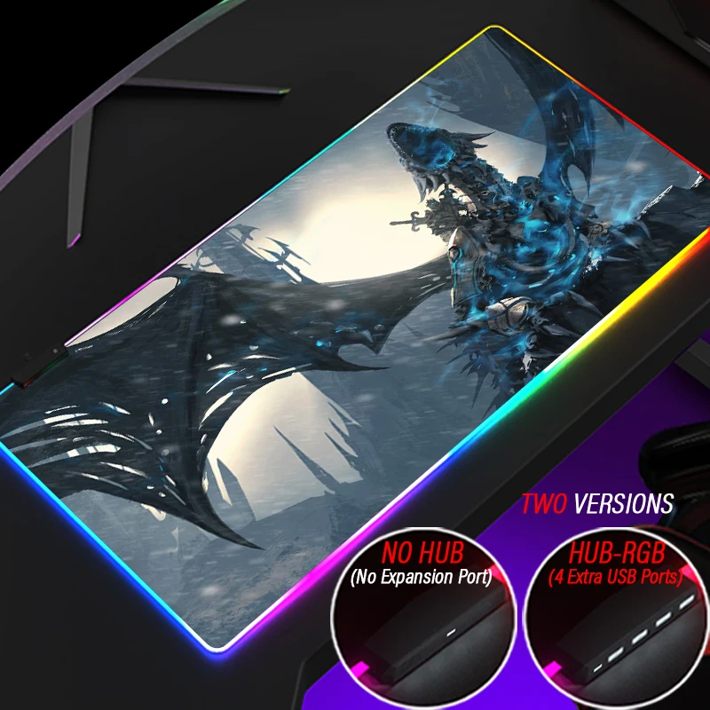 Gradient Azeroth RGB Gaming Mouse Pad Custom World of Warcraft HUB Playmat WOW Accessories 4 Port USB Mousepad With LED Backlit