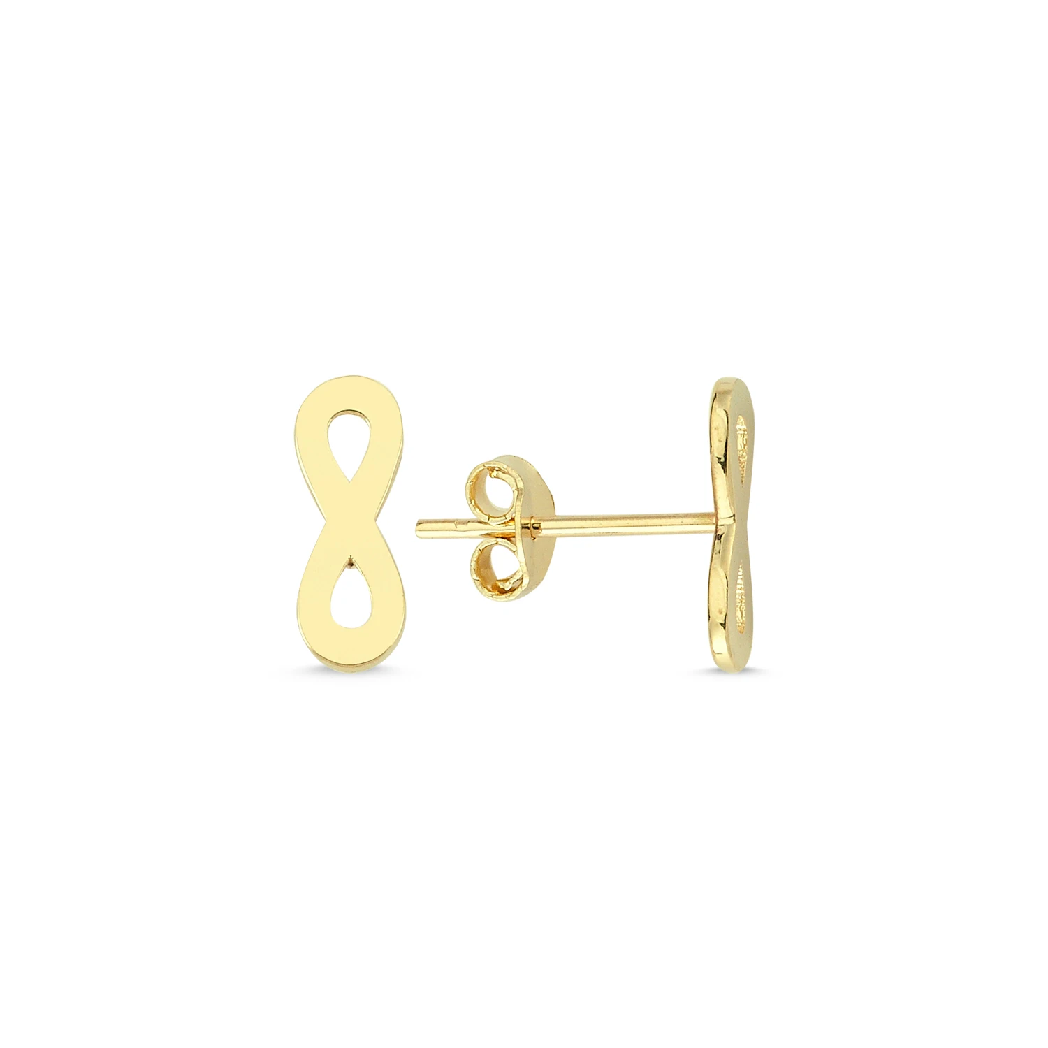 

14K Real Gold Mini Infinity Stud Earrings, 1.1 cm diameter Plain Infinity Stud Earrings