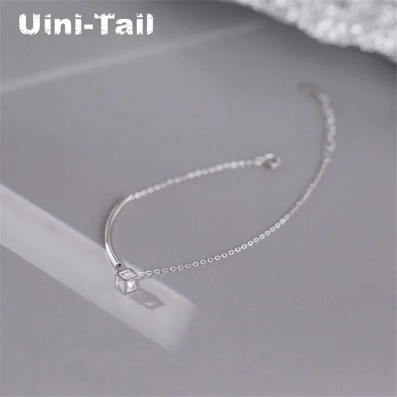 Uini-Tail hot new 925 Tibetan silver three-dimensional curved tube geometry cube bracelet temperament fashion trend jewelry