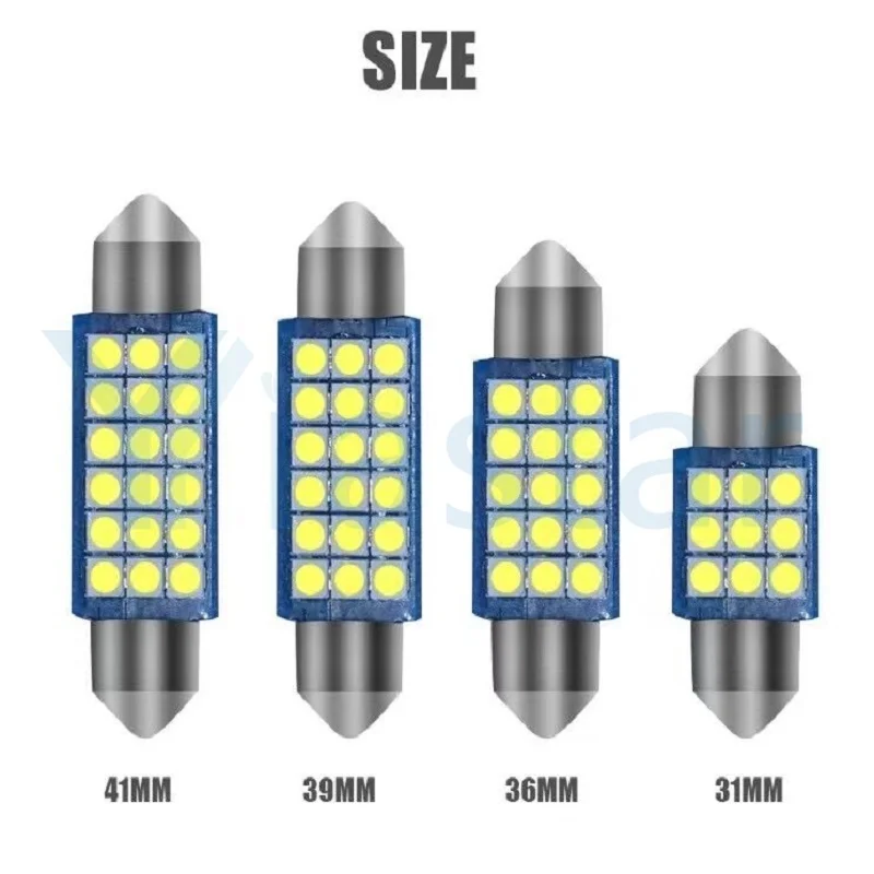 

100PCS T10 W5W LED c5w led 31mm 36mm 39mm 41mm 18SMD 3030 Chips LED Festoon Bulb Car Dome Light Auto Interior Reading Lamp