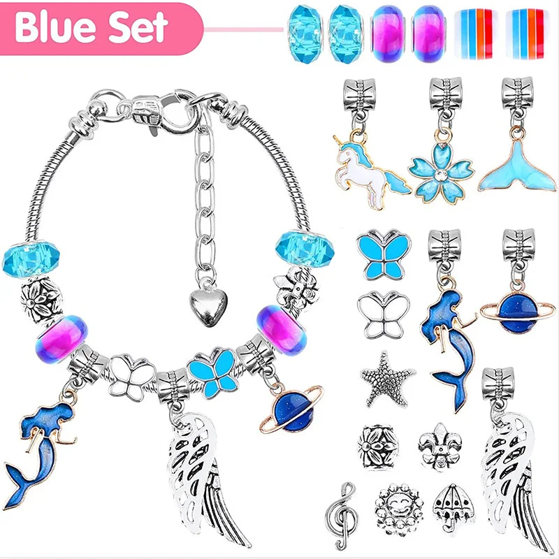 Kit de fabricación de joyas navideñas para niños, pulsera con dijes, collares, conjunto de cuentas de aleación Pandora, DIY, envío gratis, 112 piezas